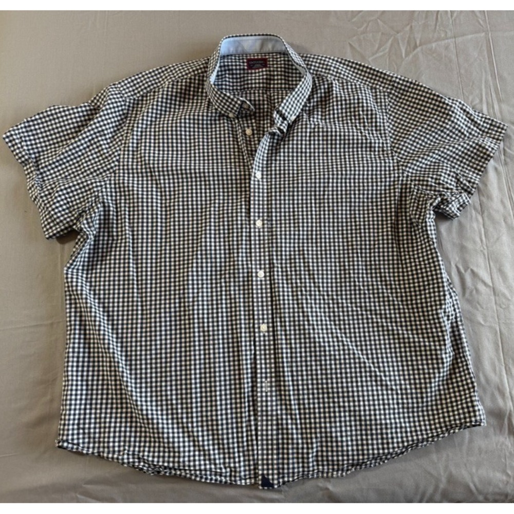 Untuckit Shirt Mens XXXLC‎ Gray White Gingham Check Short Sleeve